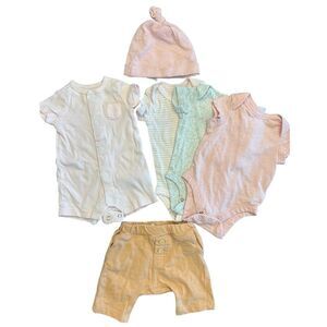 6 Piece EUC Newborn Baby Girl Bundle Lot / Organic Cotton